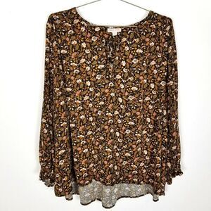 Knox Rose Women Plus Blouse Top Size 3X Floral Long Sleeve Boho Novelty Romantic